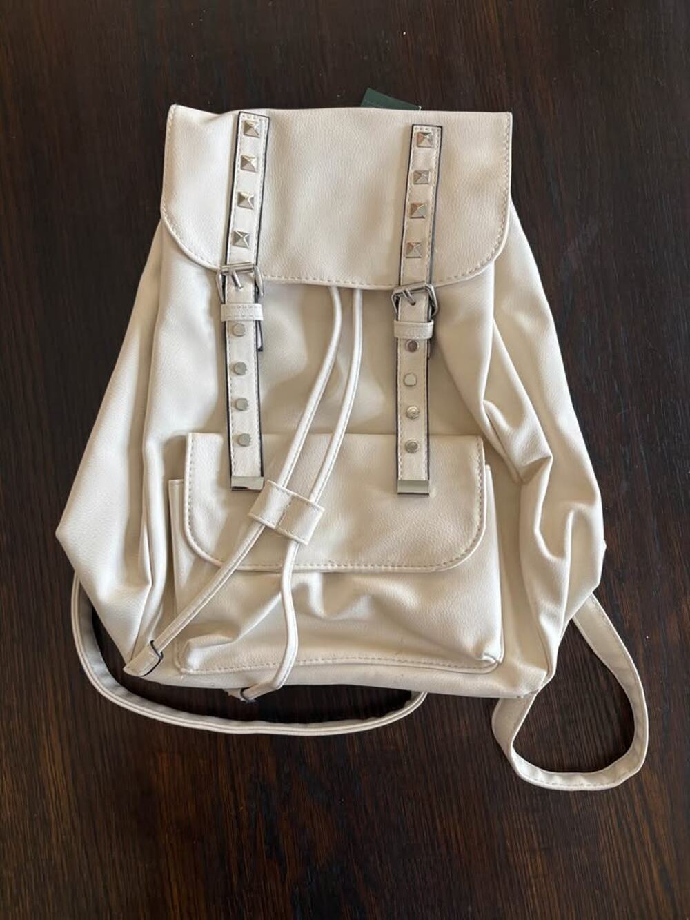 Wild Fable Cream Faux Leather Studded Mini Backpack Purse NWT Drawstring